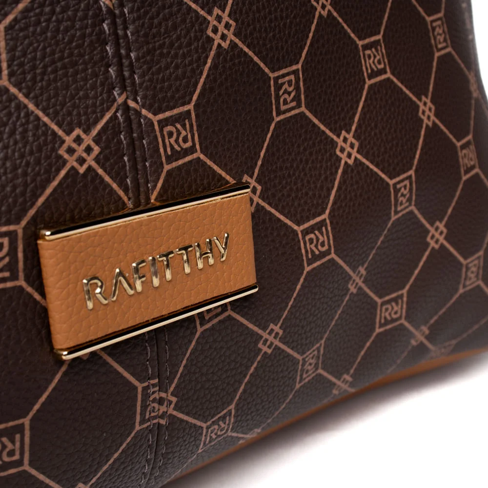 Bolsa Feminina Rafitthy Tiracolo Grande Monograma Marrom Marrom 5