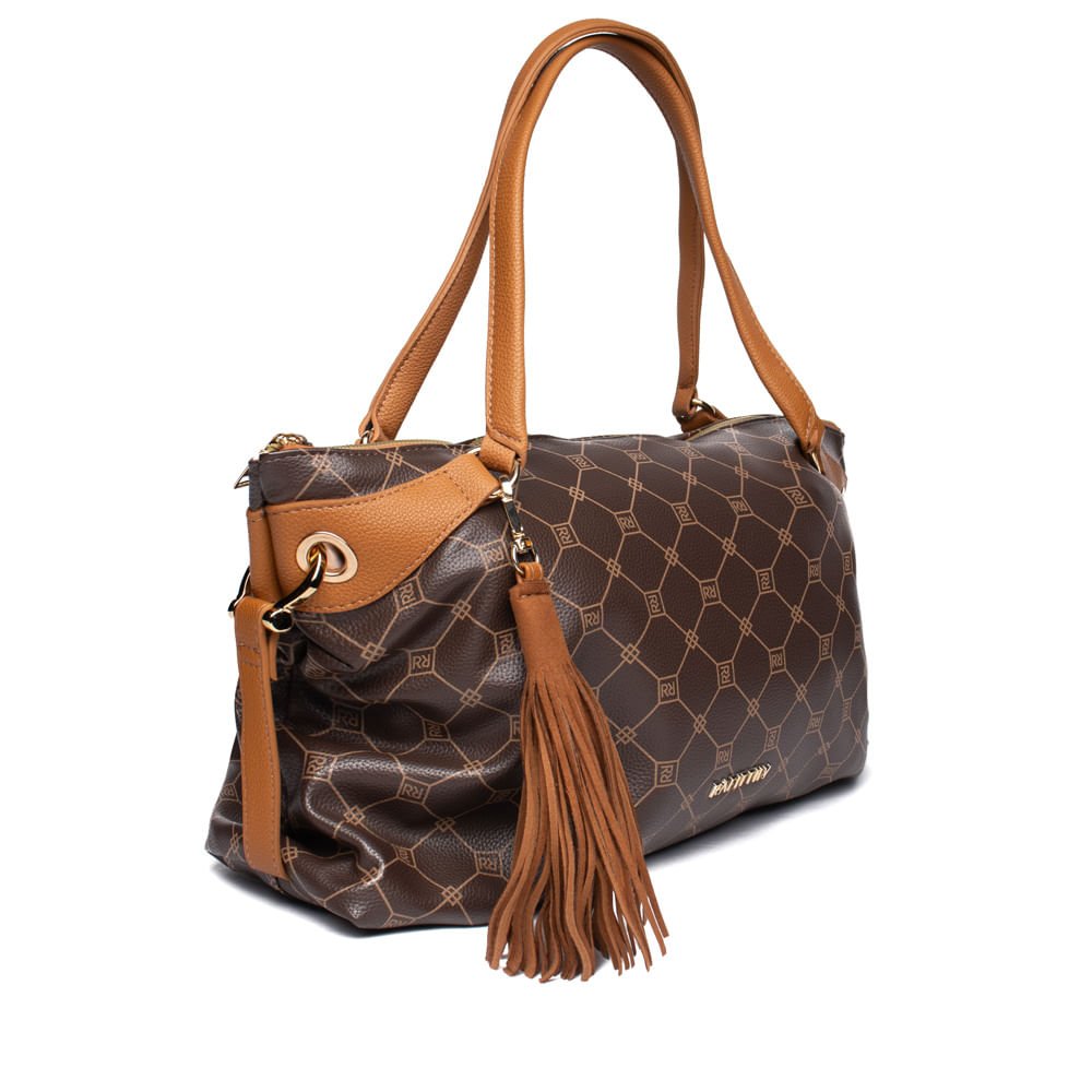 Bolsa Feminina Rafitthy Tote Grande Monograma Marrom Marrom 3