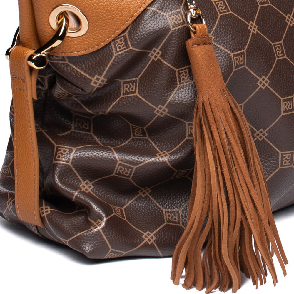 Bolsa Feminina Rafitthy Tote Grande Monograma Marrom Marrom 5