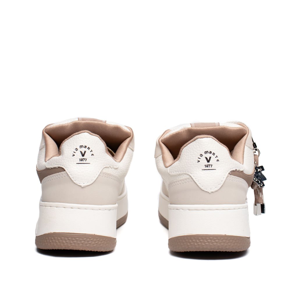 Tênis Feminino Via Marte Casual Solado Caixa Branco/Marrom Bege 3