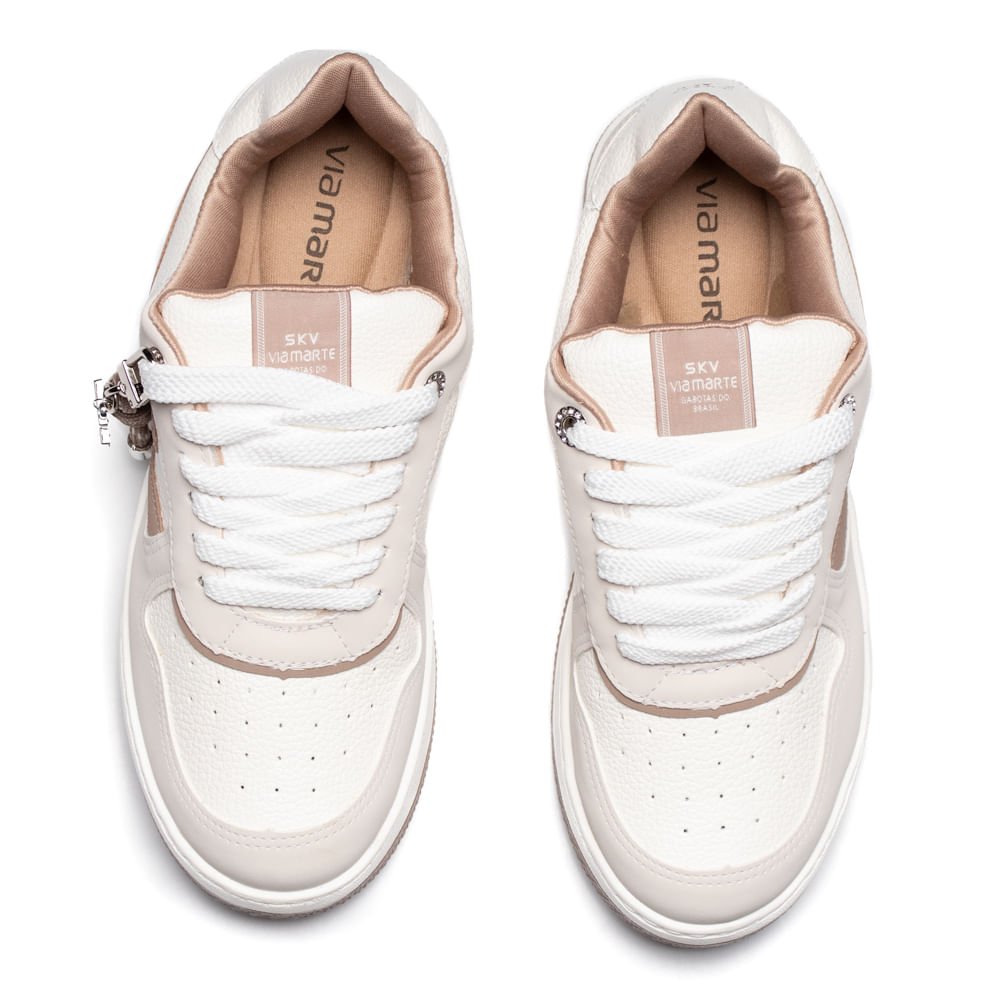 Tênis Feminino Via Marte Casual Solado Caixa Branco/Marrom Bege 4