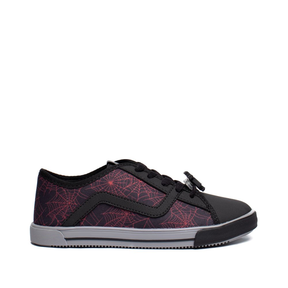 Tênis Infantil Molekinho Spider Teia Napa Preto/Vermelho