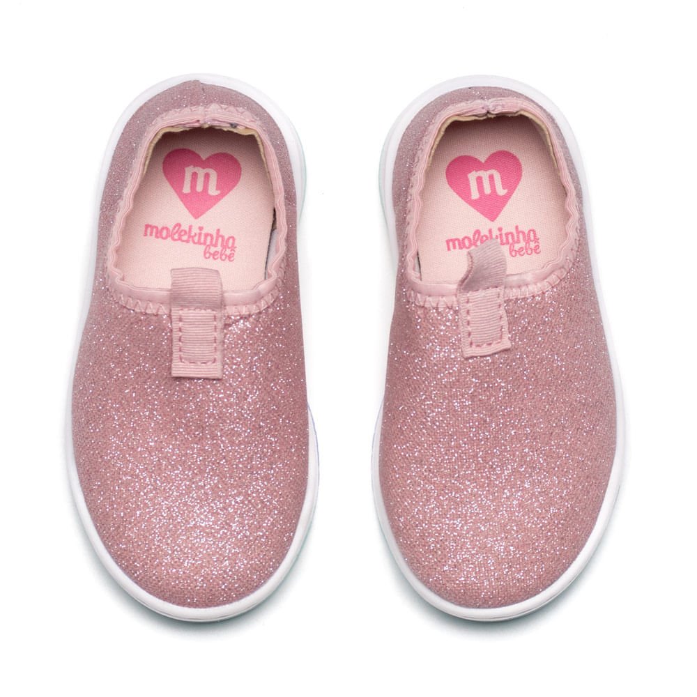 Tênis Infantil Molekinha Baby Tecido Glitter Rosa Rosa 4