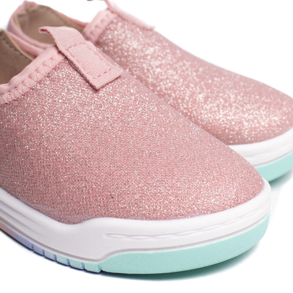 Tênis Infantil Molekinha Baby Tecido Glitter Rosa Rosa 5