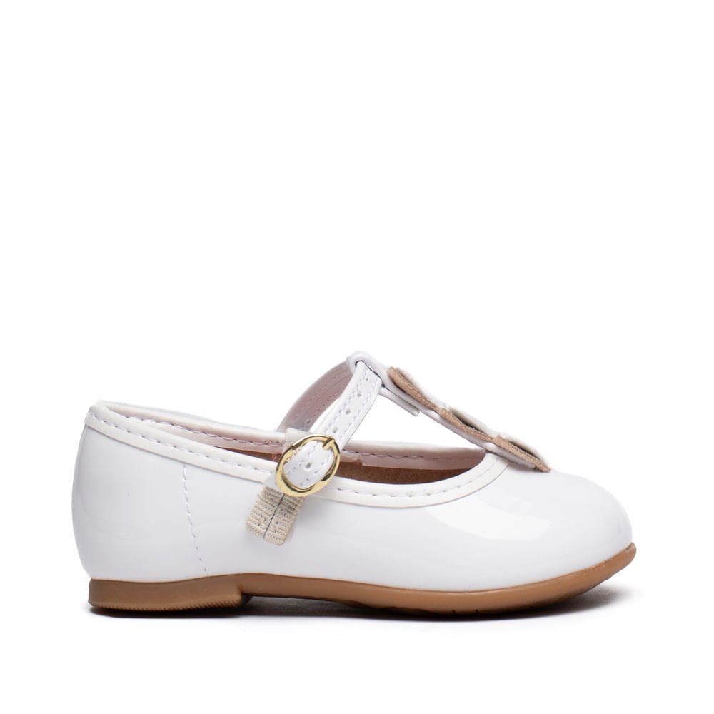 Sapatilha Infantil Molekinha Baby Verniz Corações Branco