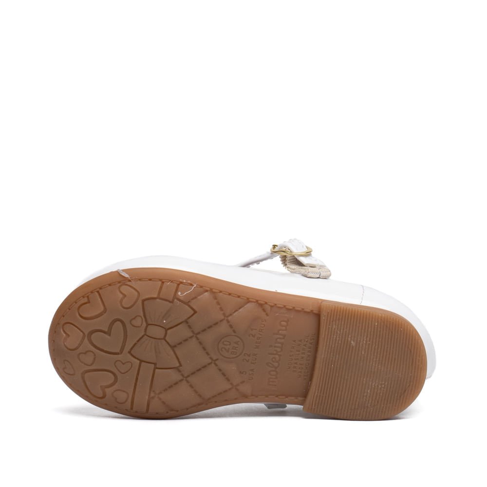 Sapatilha Infantil Molekinha Baby Verniz Corações Branco Branco 2