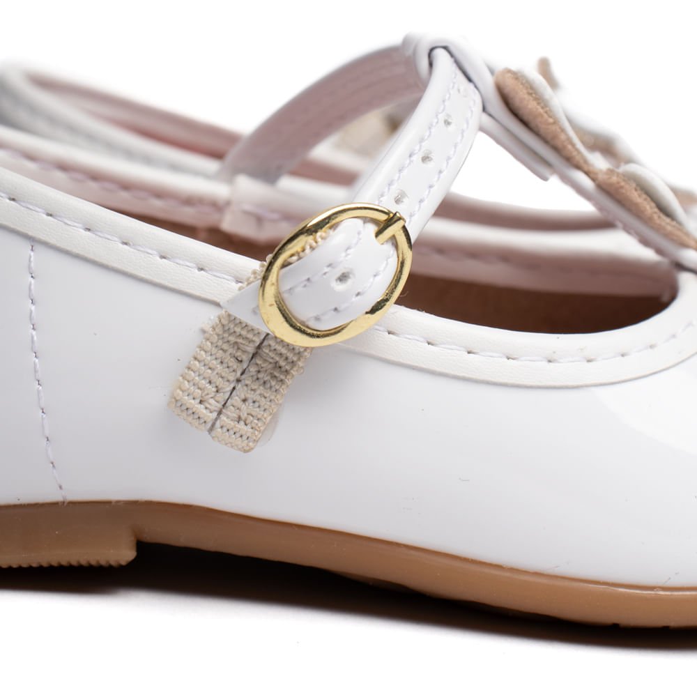 Sapatilha Infantil Molekinha Baby Verniz Corações Branco Branco 6