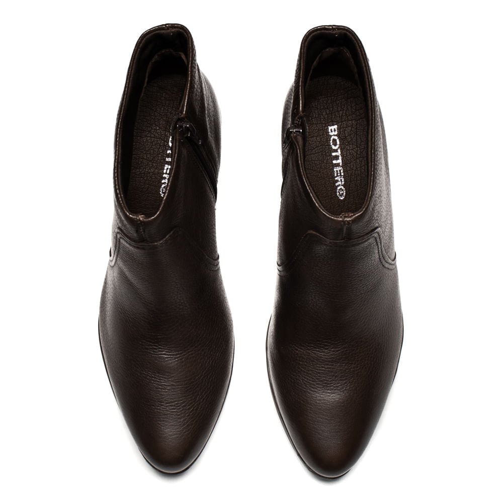 Bota Feminina Bottero Cano Curto Couro Burnish Marrom Marrom 4