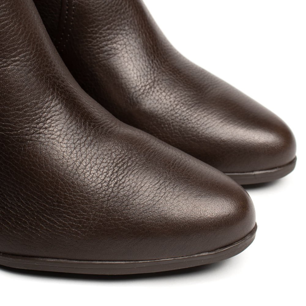 Bota Feminina Bottero Cano Curto Couro Burnish Marrom Marrom 5