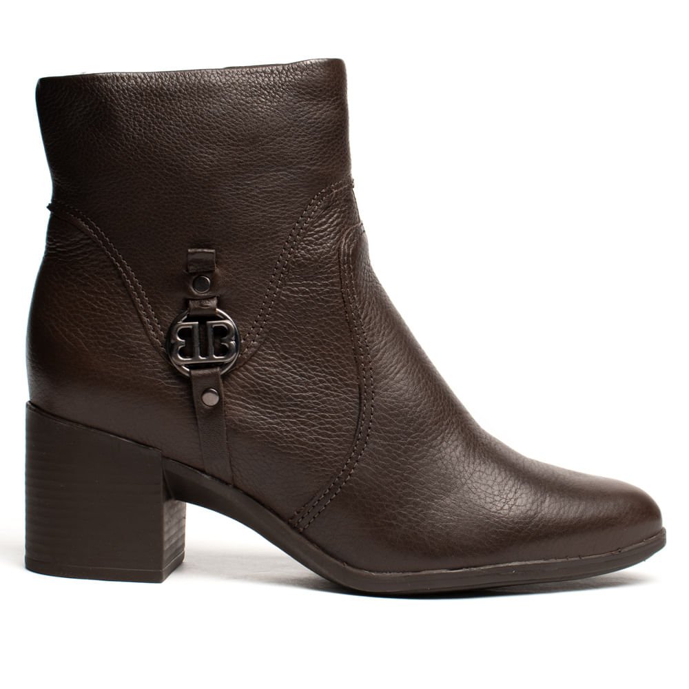 Bota Feminina Bottero Cano Médio Couro Burnish Marrom