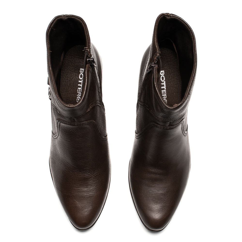 Bota Feminina Bottero Cano Médio Couro Burnish Marrom Marrom 4