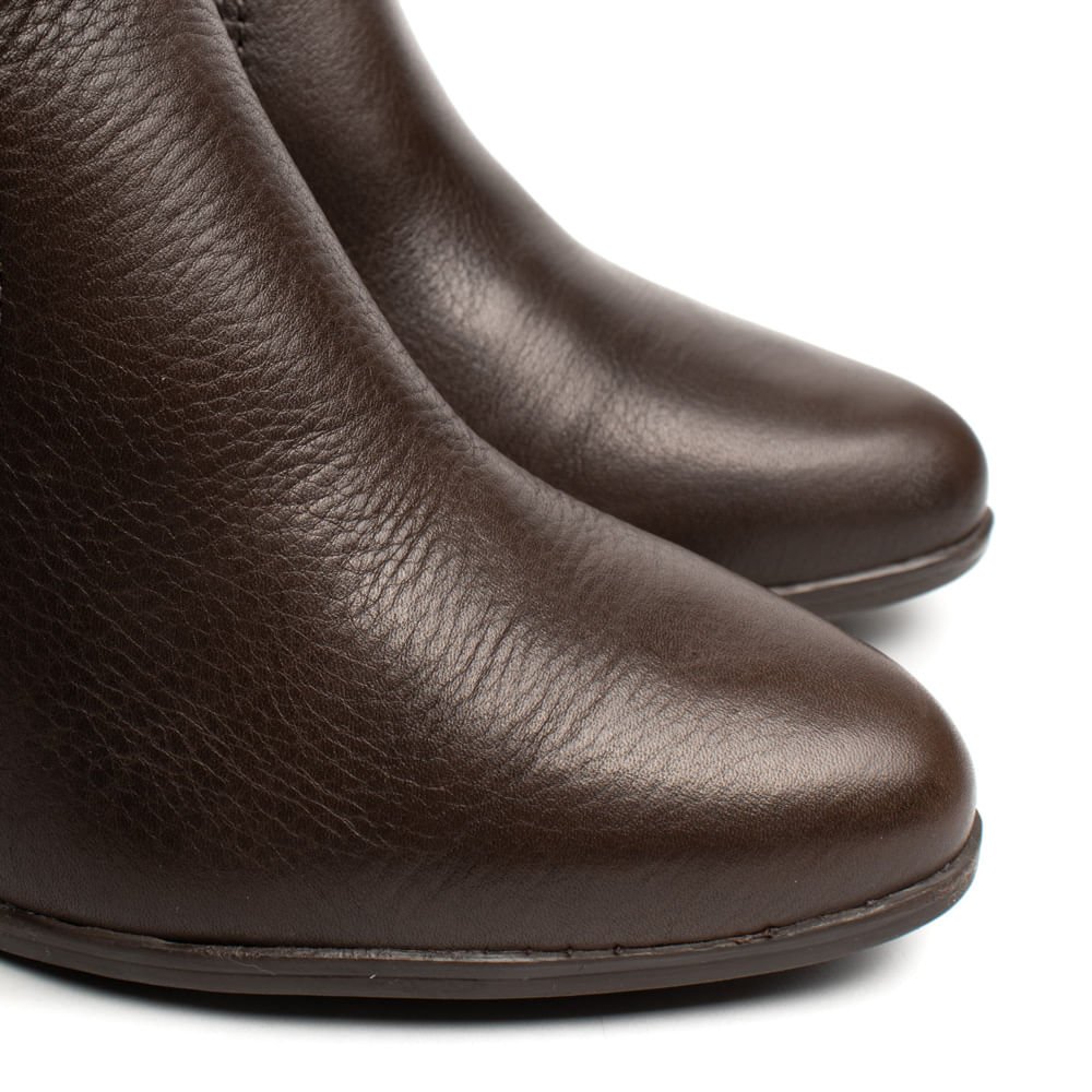 Bota Feminina Bottero Cano Médio Couro Burnish Marrom Marrom 6