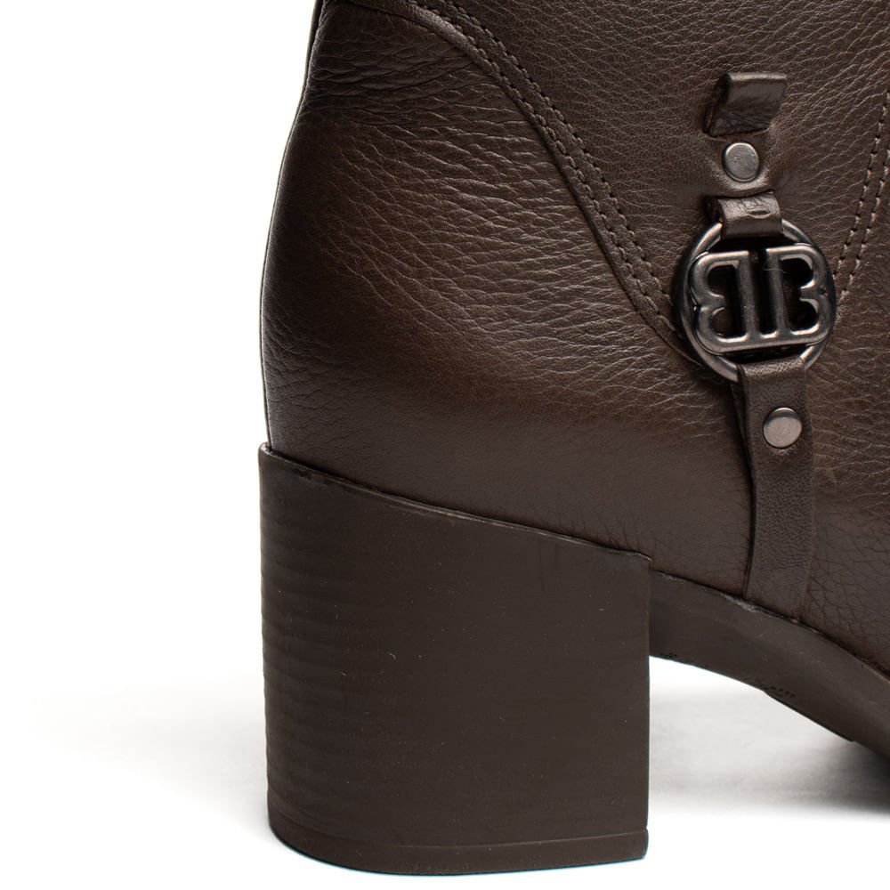 Bota Feminina Bottero Cano Médio Couro Burnish Marrom Marrom 7