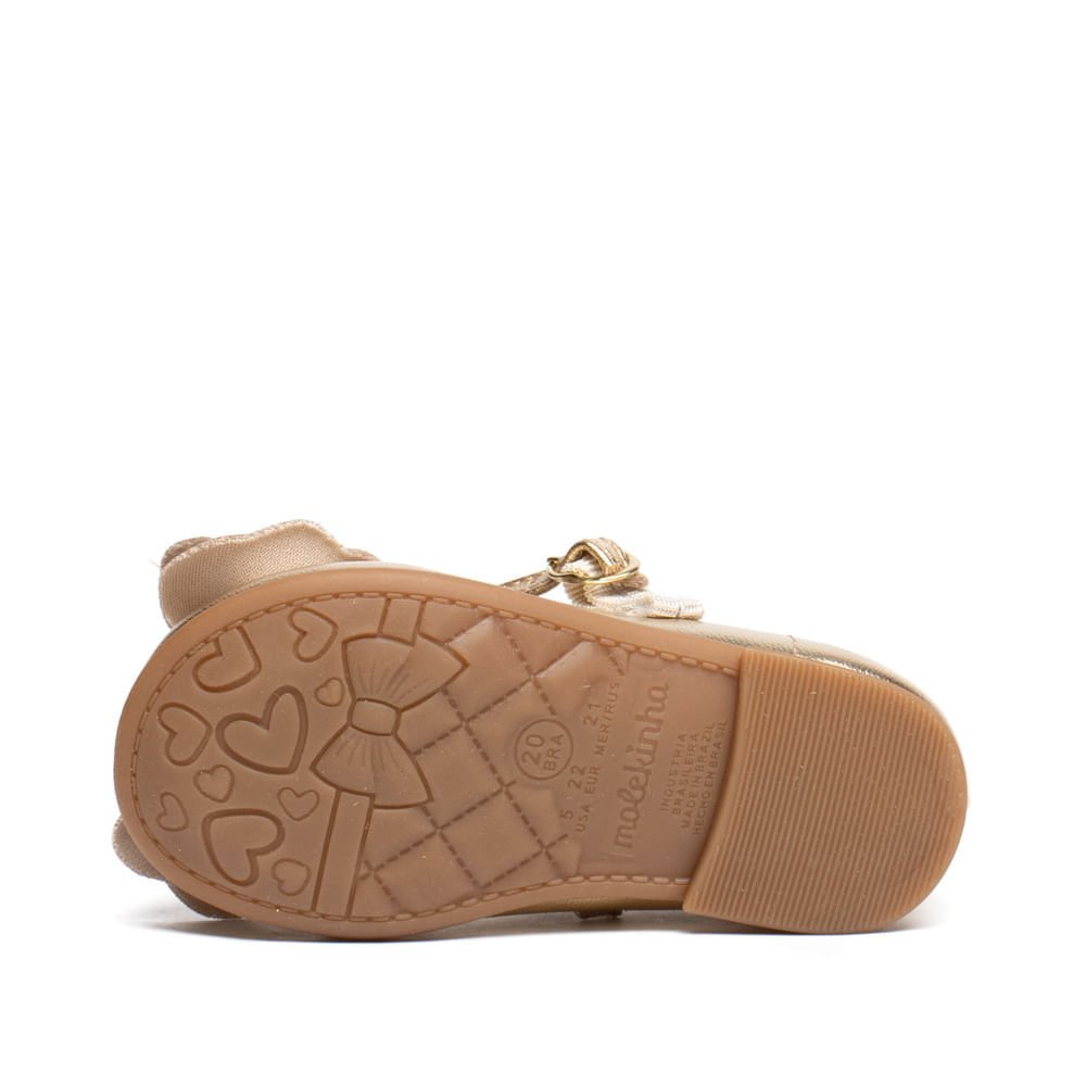Sapatilha Infantil Molekinha Baby Brilho Laço Dourado Dourado 2