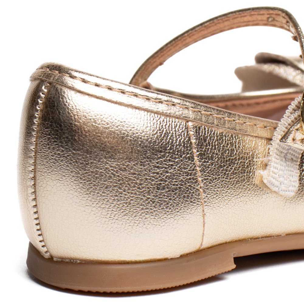 Sapatilha Infantil Molekinha Baby Brilho Laço Dourado Dourado 6