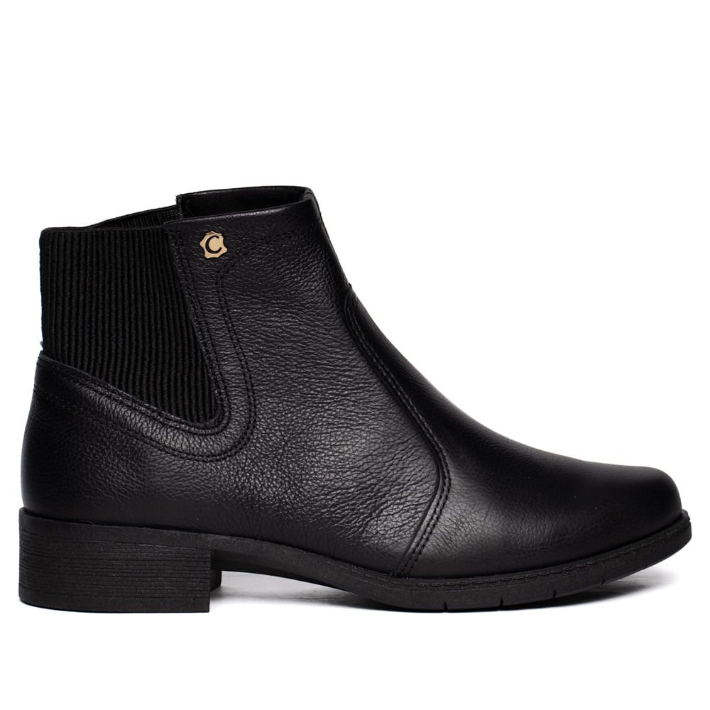 Bota Feminina Campesí Cano Curto Couro Preto