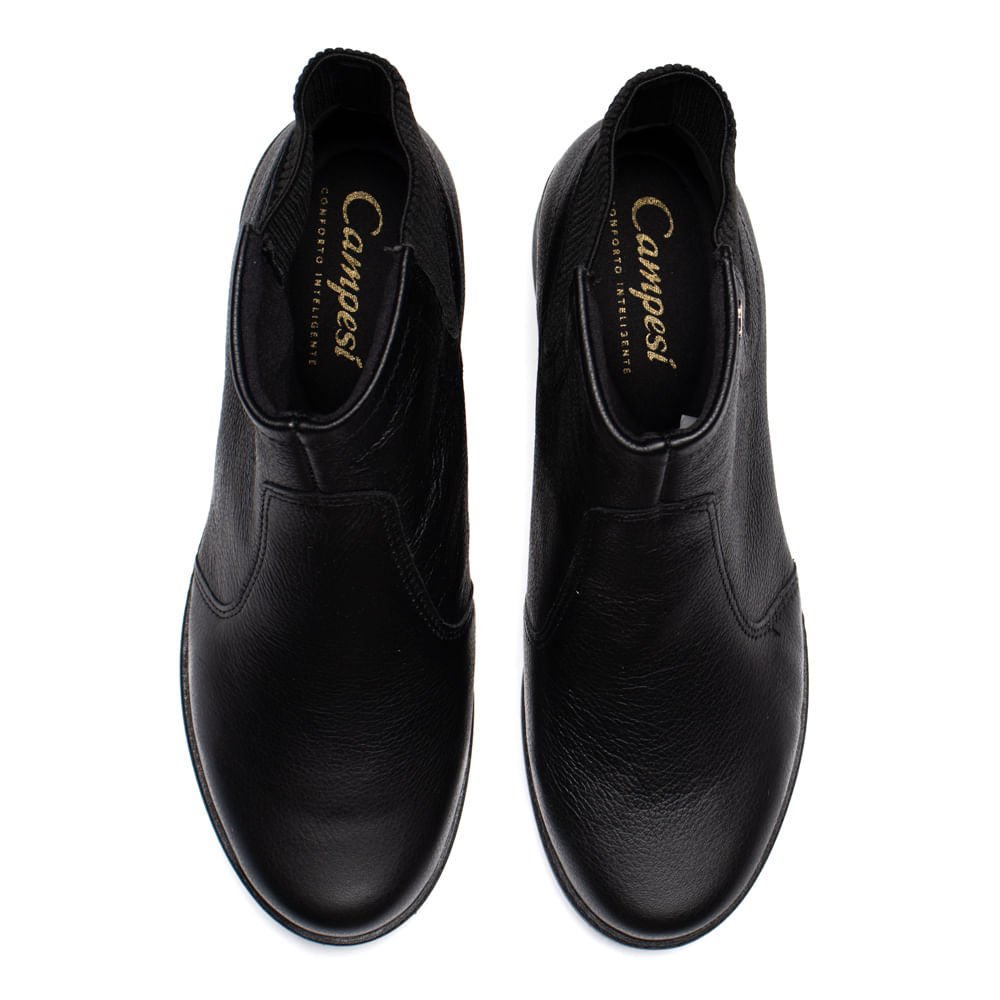 Bota Feminina Campesí Cano Curto Couro Preto Preto 4