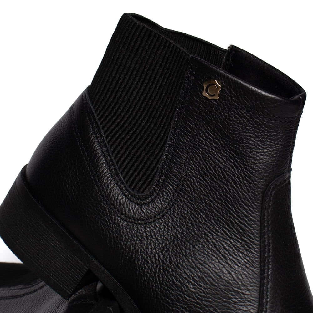 Bota Feminina Campesí Cano Curto Couro Preto Preto 5