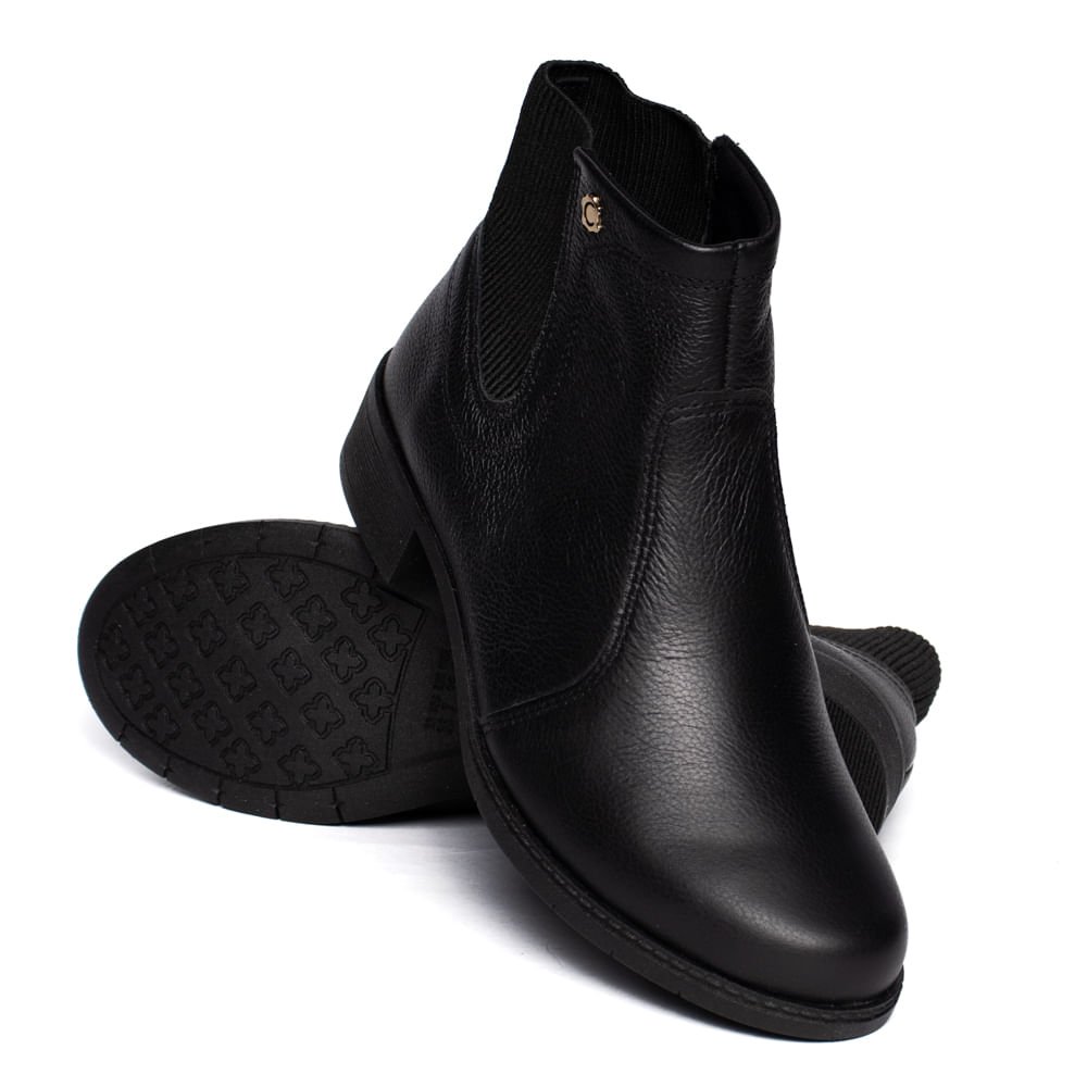 Bota Feminina Campesí Cano Curto Couro Preto Preto 6
