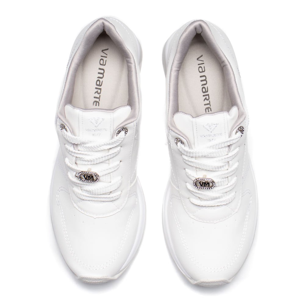 Tênis Feminino Via Marte Anabela Napa Branco/Prata Branco 4