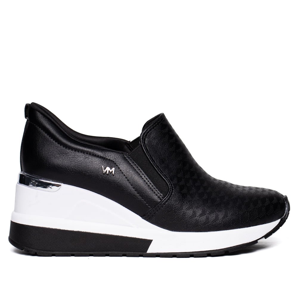 Tênis Feminino Via Marte Anabela Napa Preto/Prata