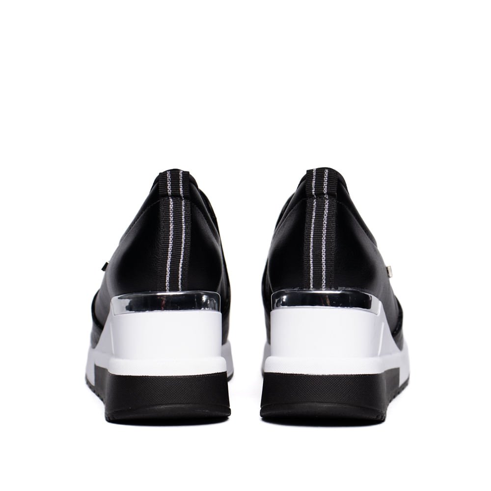 Tênis Feminino Via Marte Anabela Napa Preto/Prata Preto 3