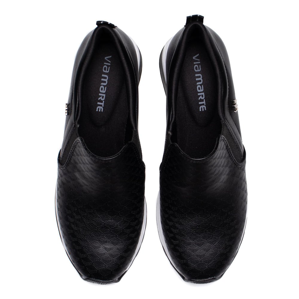 Tênis Feminino Via Marte Anabela Napa Preto/Prata Preto 4