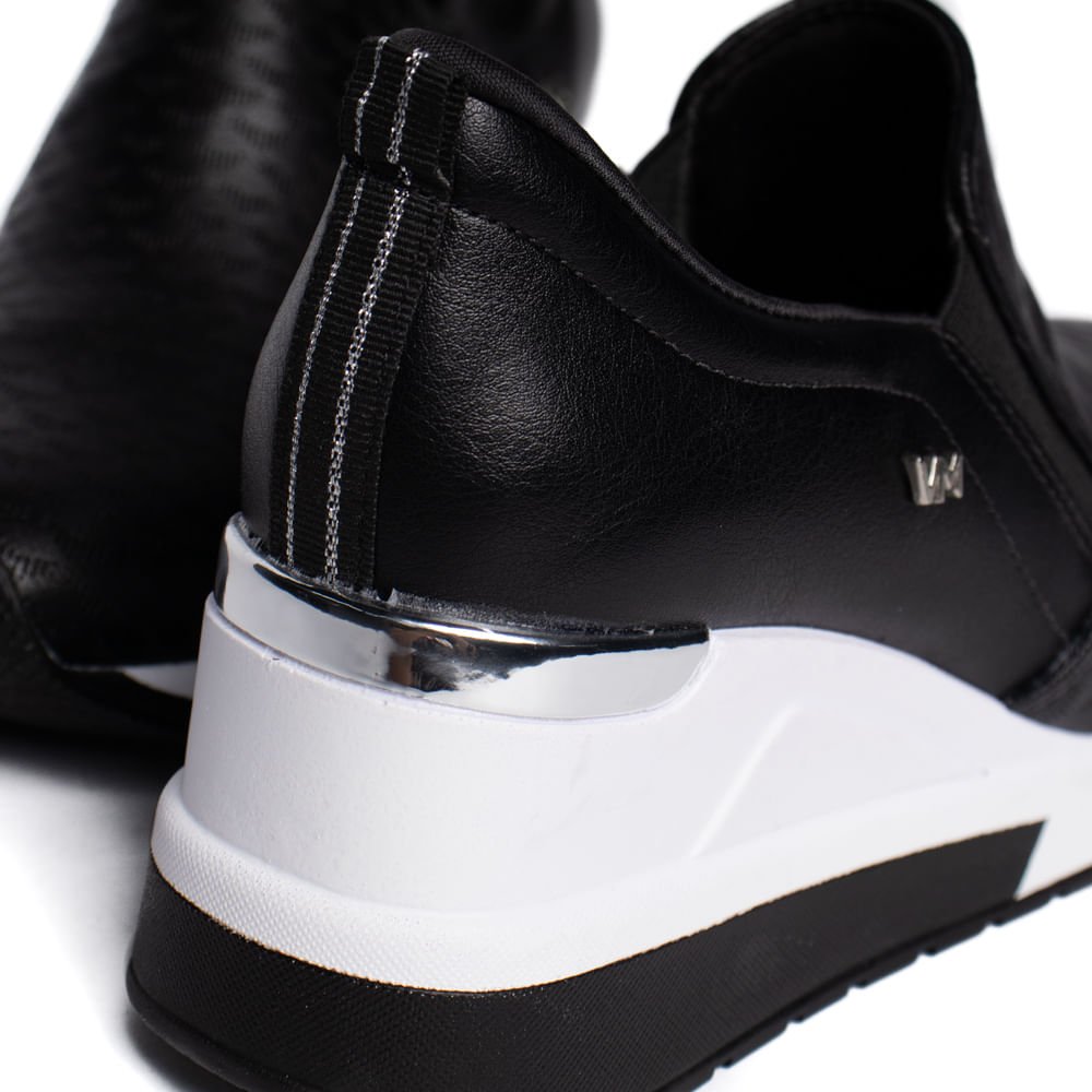 Tênis Feminino Via Marte Anabela Napa Preto/Prata Preto 6