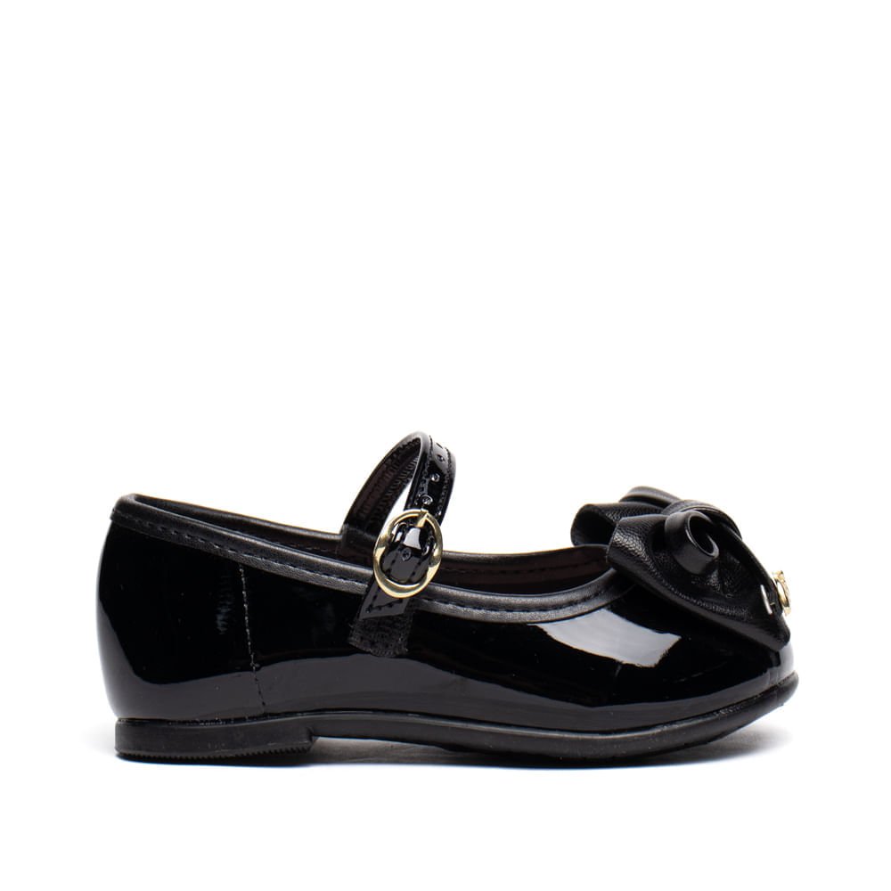 Sapatilha Infantil Molekinha Baby Verniz Laço Preto