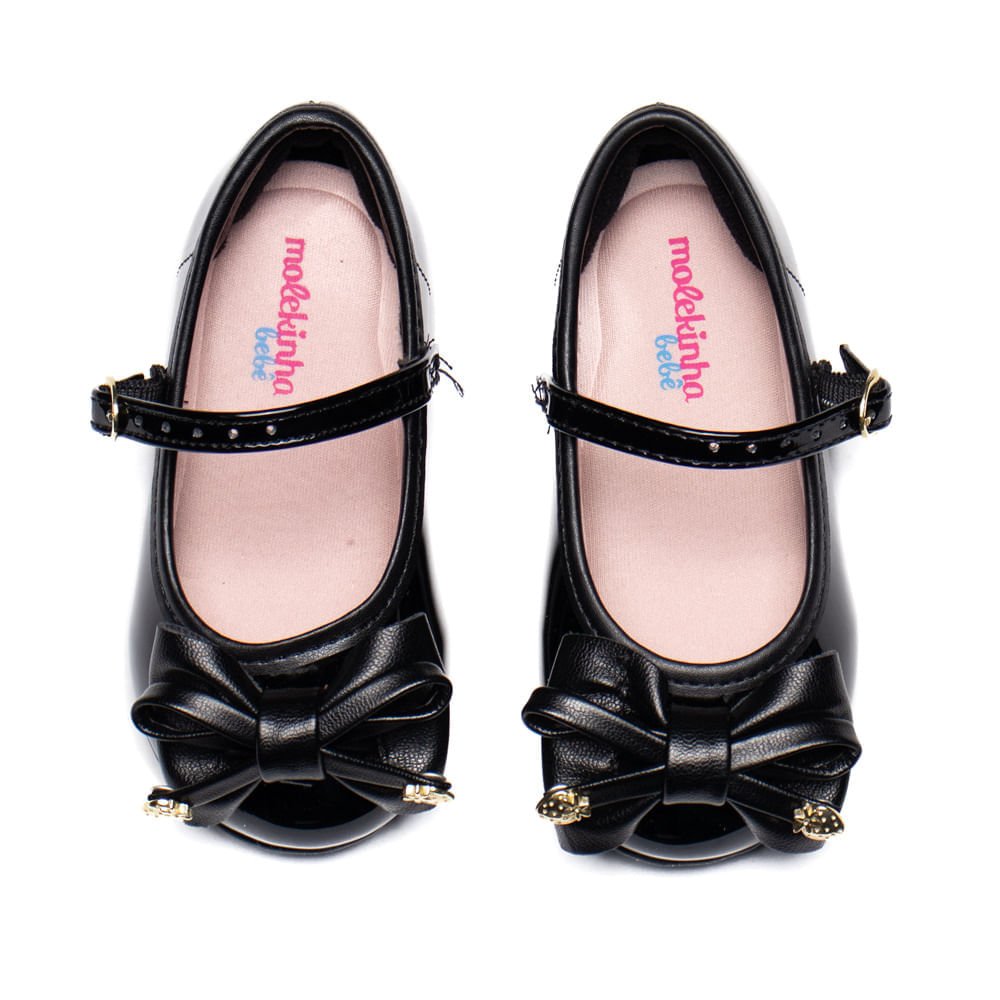 Sapatilha Infantil Molekinha Baby Verniz Laço Preto Preto 4