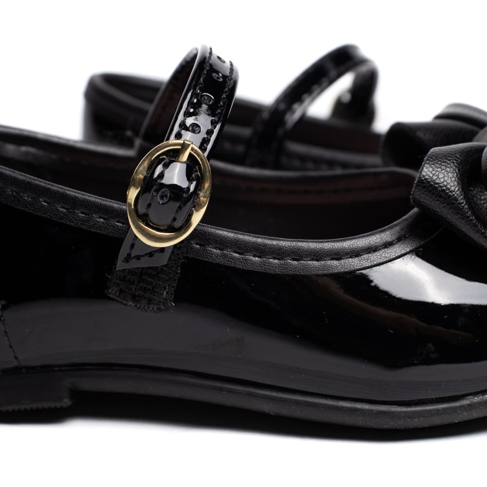 Sapatilha Infantil Molekinha Baby Verniz Laço Preto Preto 5