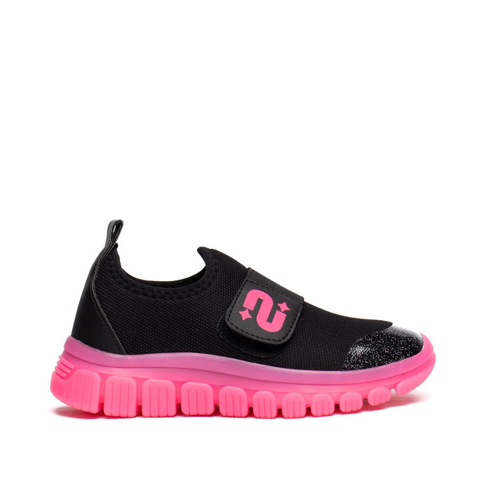 Tênis Infantil Novopé Soft Sport Slip-on Glitter Preto/Pink