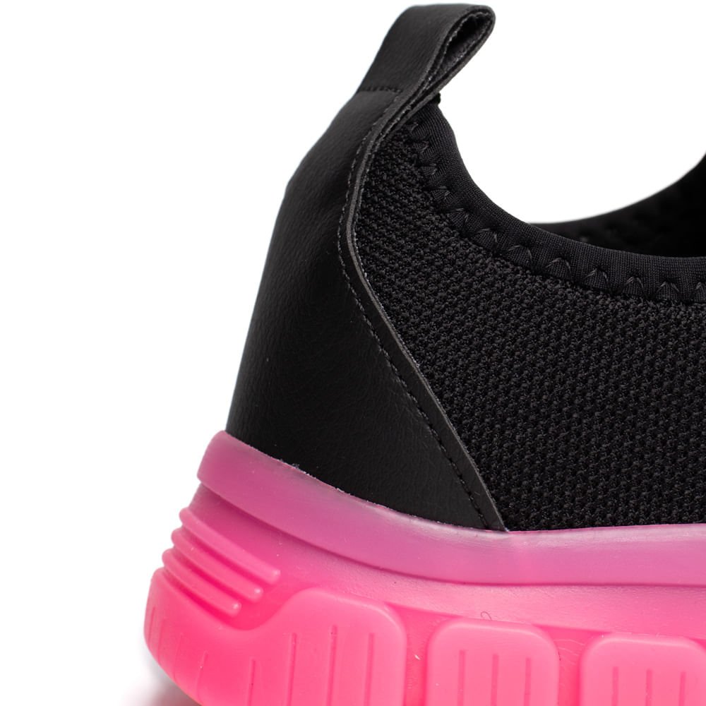 Tênis Infantil Novopé Soft Sport Slip-on Glitter Preto/Pink Preto/Pink 5