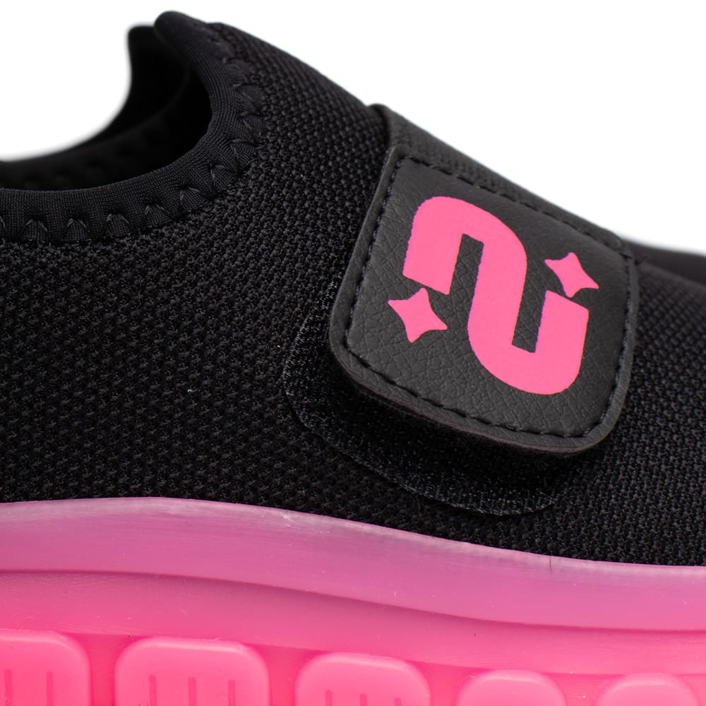 Tênis Infantil Novopé Soft Sport Slip-on Glitter Preto/Pink Preto/Pink 6