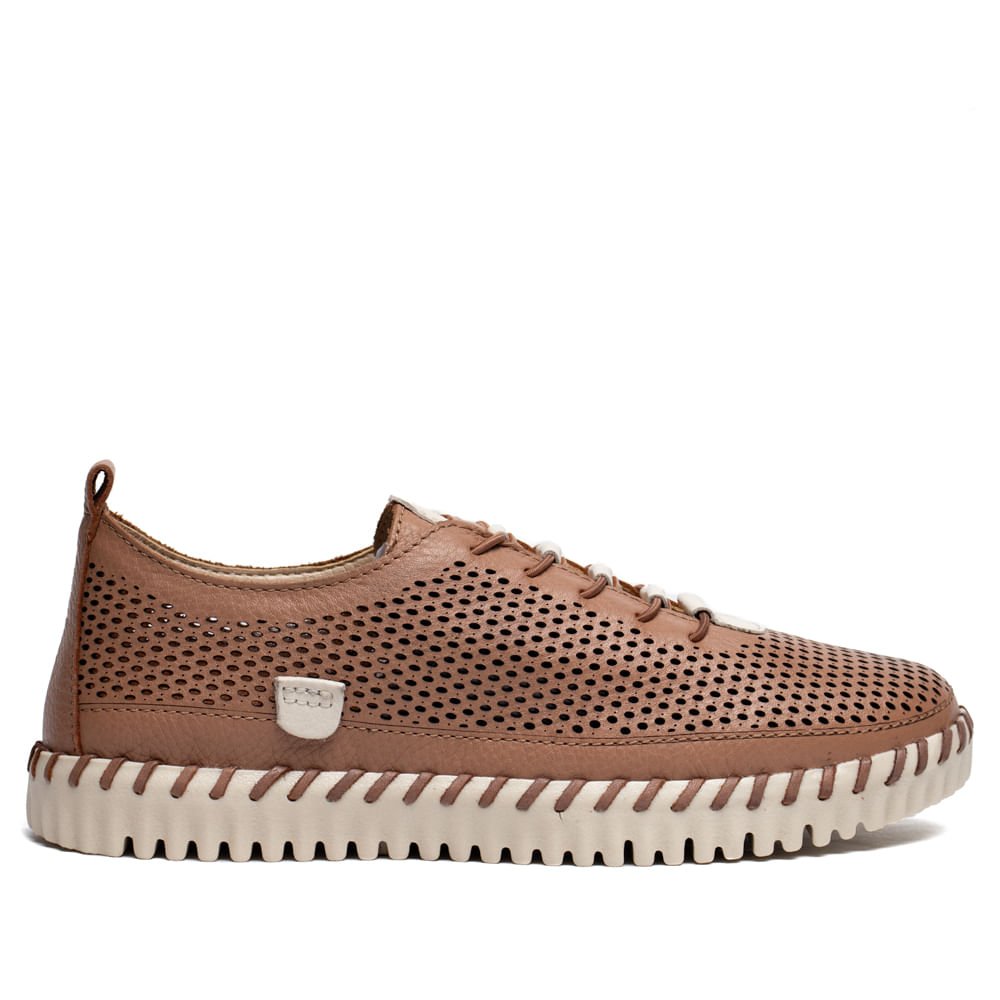 Tênis Feminino Bottero Couro Burnished Marrom/Off White