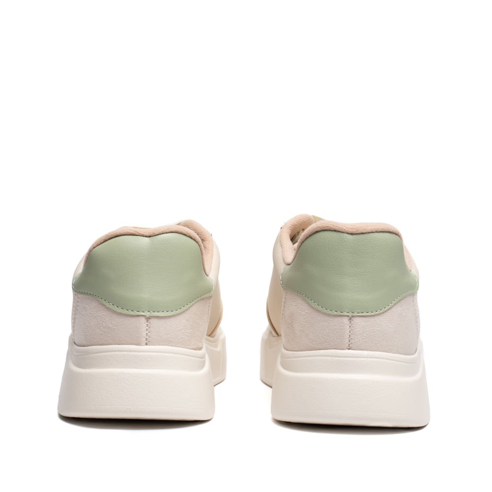Tênis Feminino Moleca Flatform Nobuck Branco/Verde Bege 3
