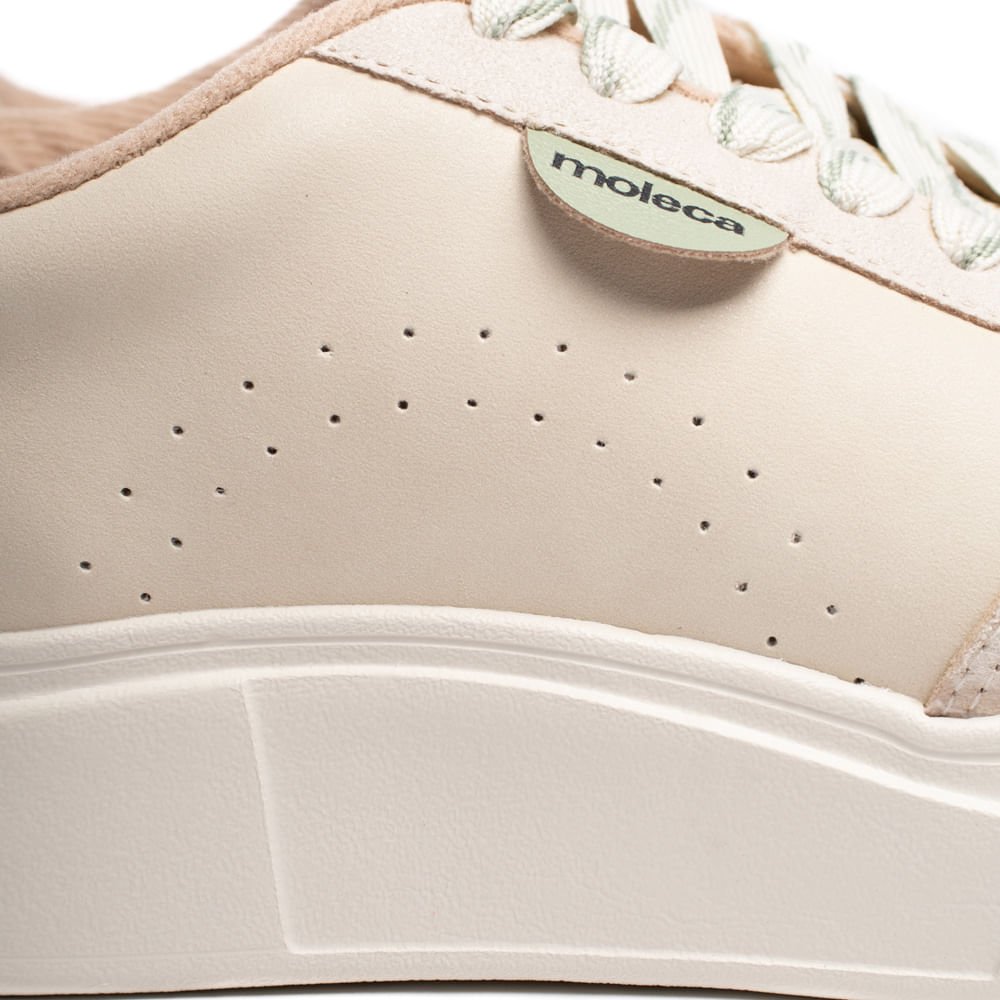 Tênis Feminino Moleca Flatform Nobuck Branco/Verde Bege 6