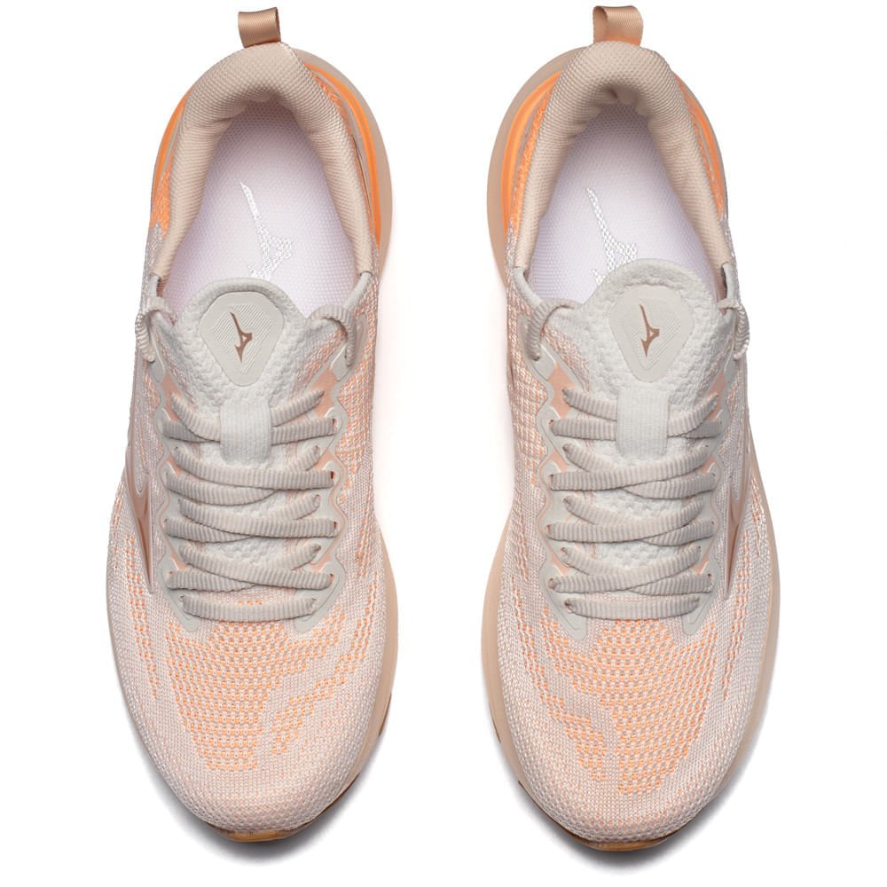 Tênis Feminino Mizuno Glow 3 Knit Softierfoam Bege/Laranja Bege 4