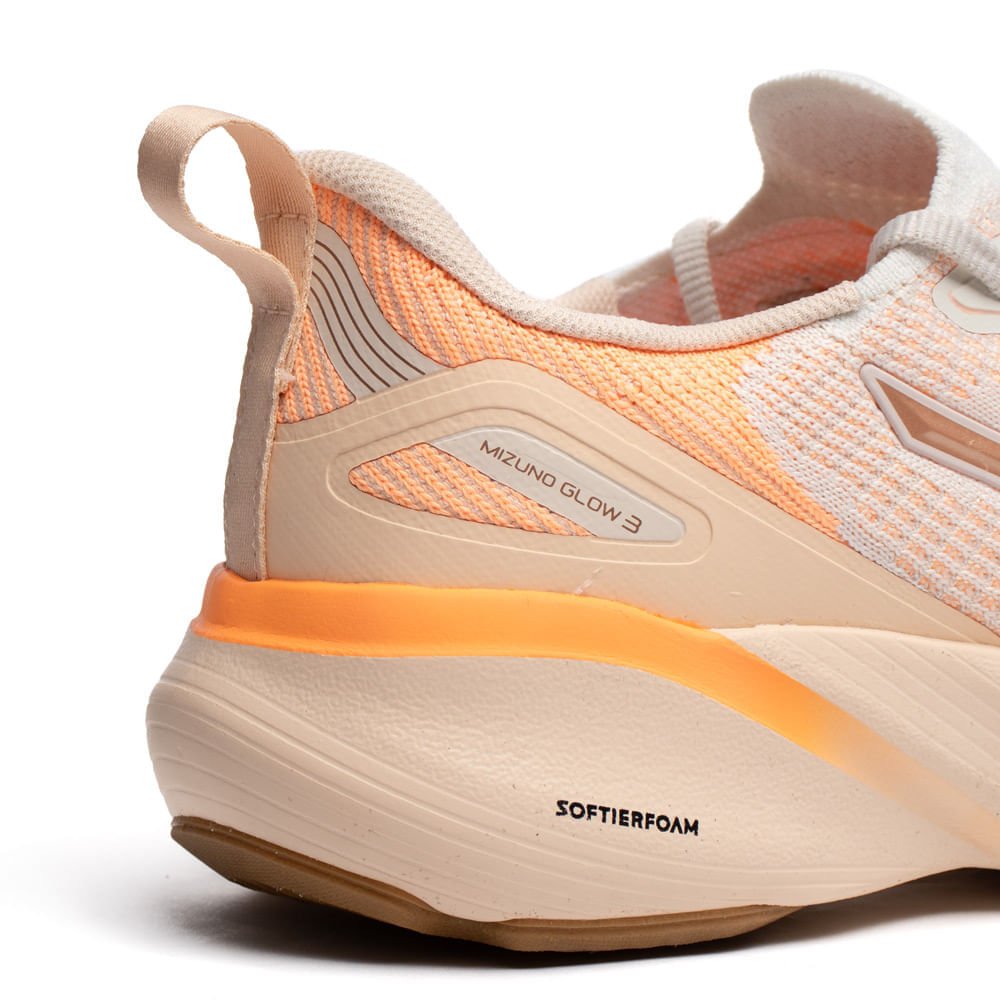 Tênis Feminino Mizuno Glow 3 Knit Softierfoam Bege/Laranja Bege 5