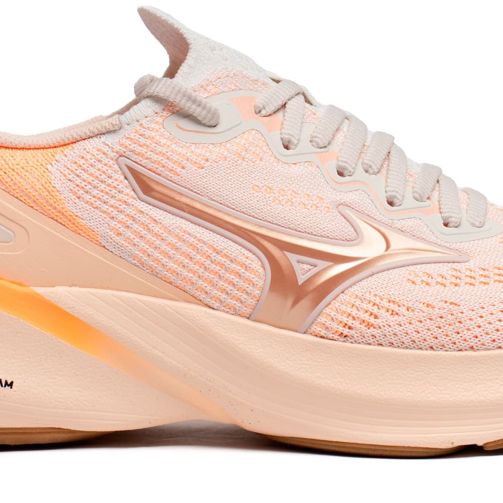 Tênis Feminino Mizuno Glow 3 Knit Softierfoam Bege/Laranja Bege 6
