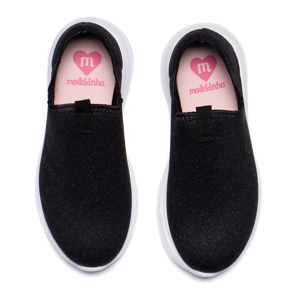 Tênis Infantil Molekinha Calce Fácil Glitter Preto Preto 4