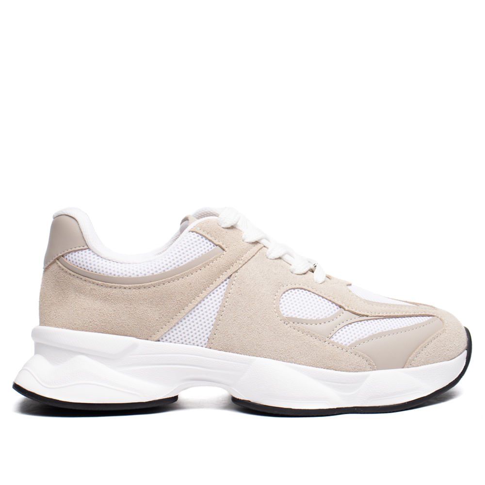 Tênis Feminino Vizzano Nylon Chunky Bege/Branco