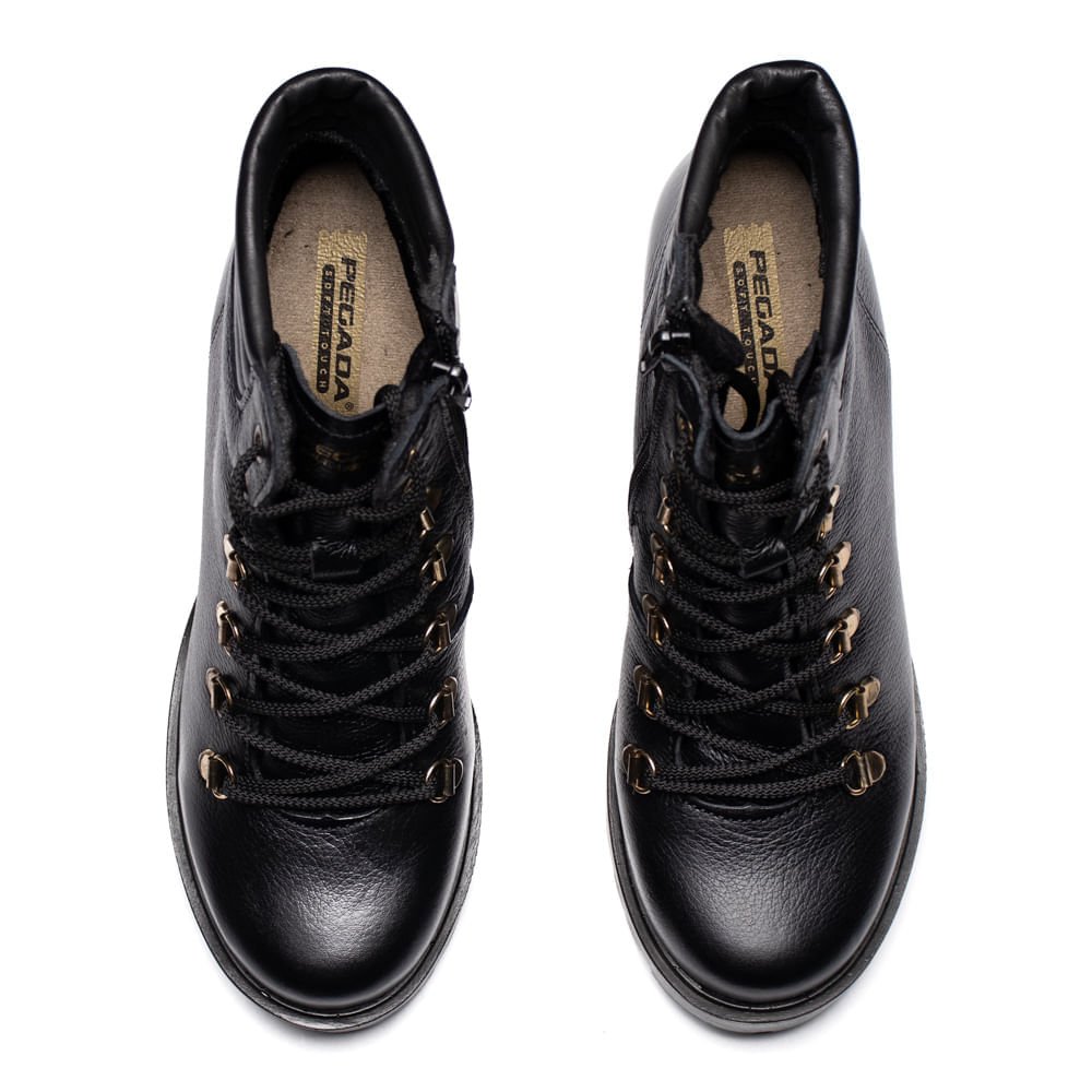 Coturno Feminino Pegada Burnished Couro Soft Touch Preto Preto 4