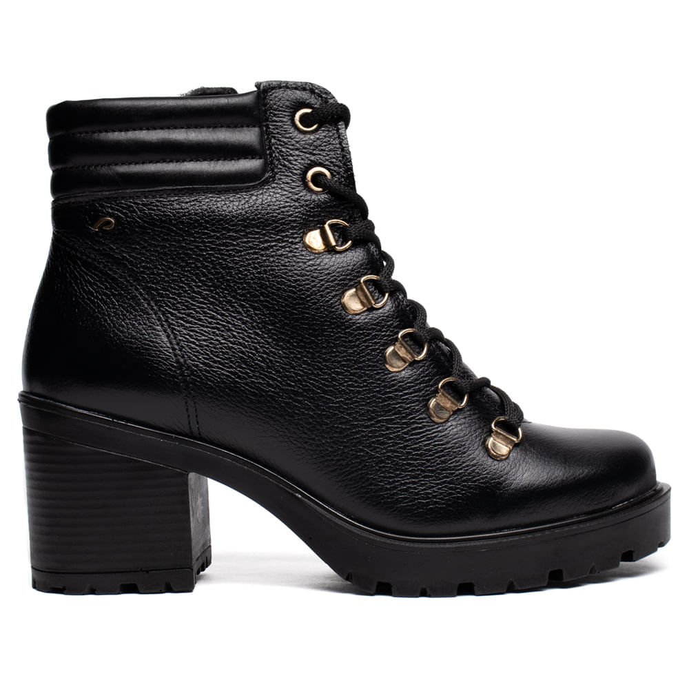 Coturno Feminino Pegada Burnished Couro Soft Touch Preto