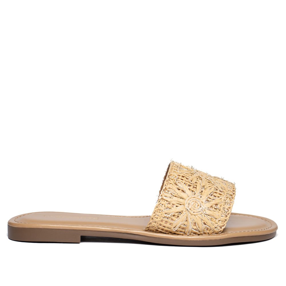 Chinelo Rasteira Feminina Via Marte Ráfia Bege Bege 2