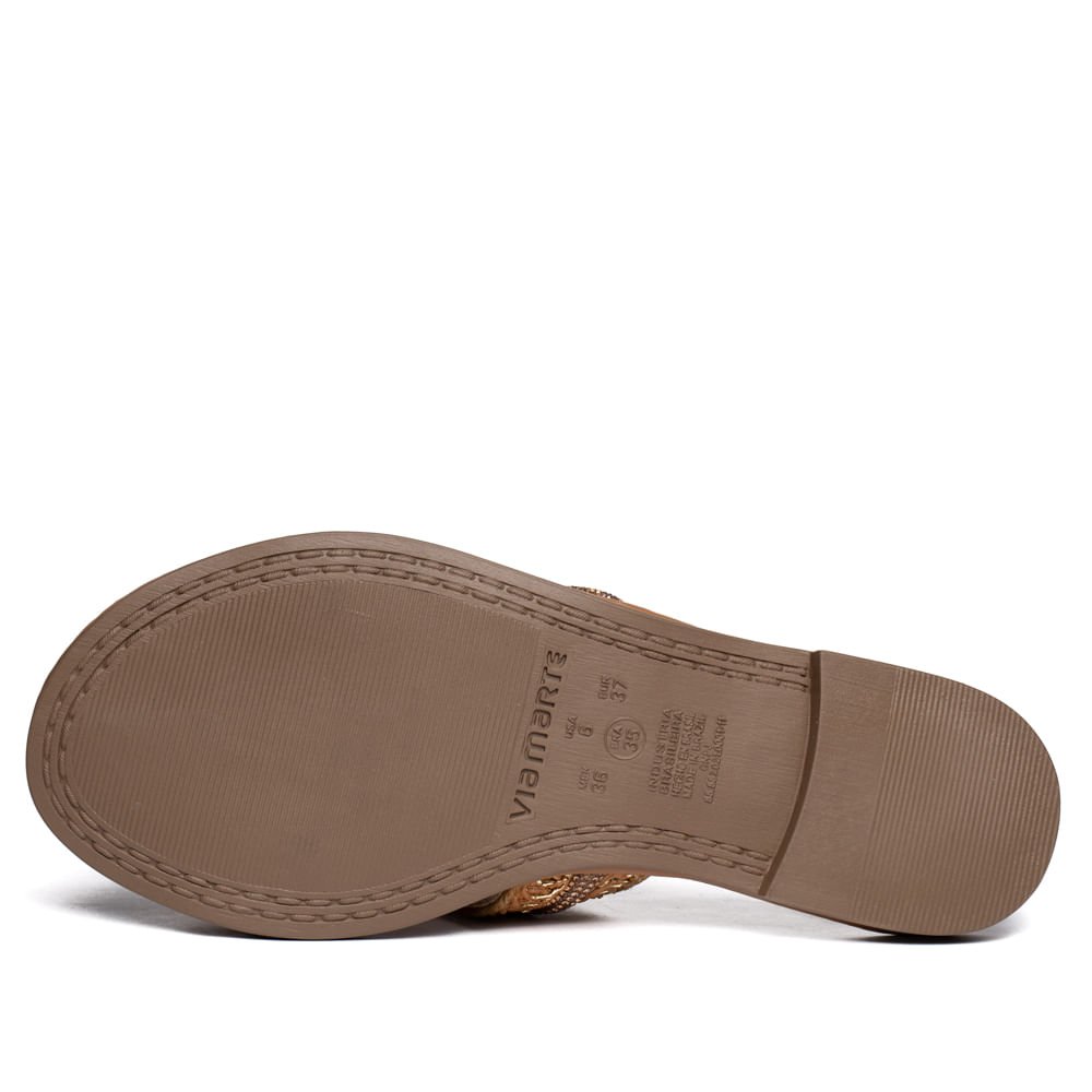 Chinelo Rasteira Feminina Via Marte Ráfia Marrom Marrom 3