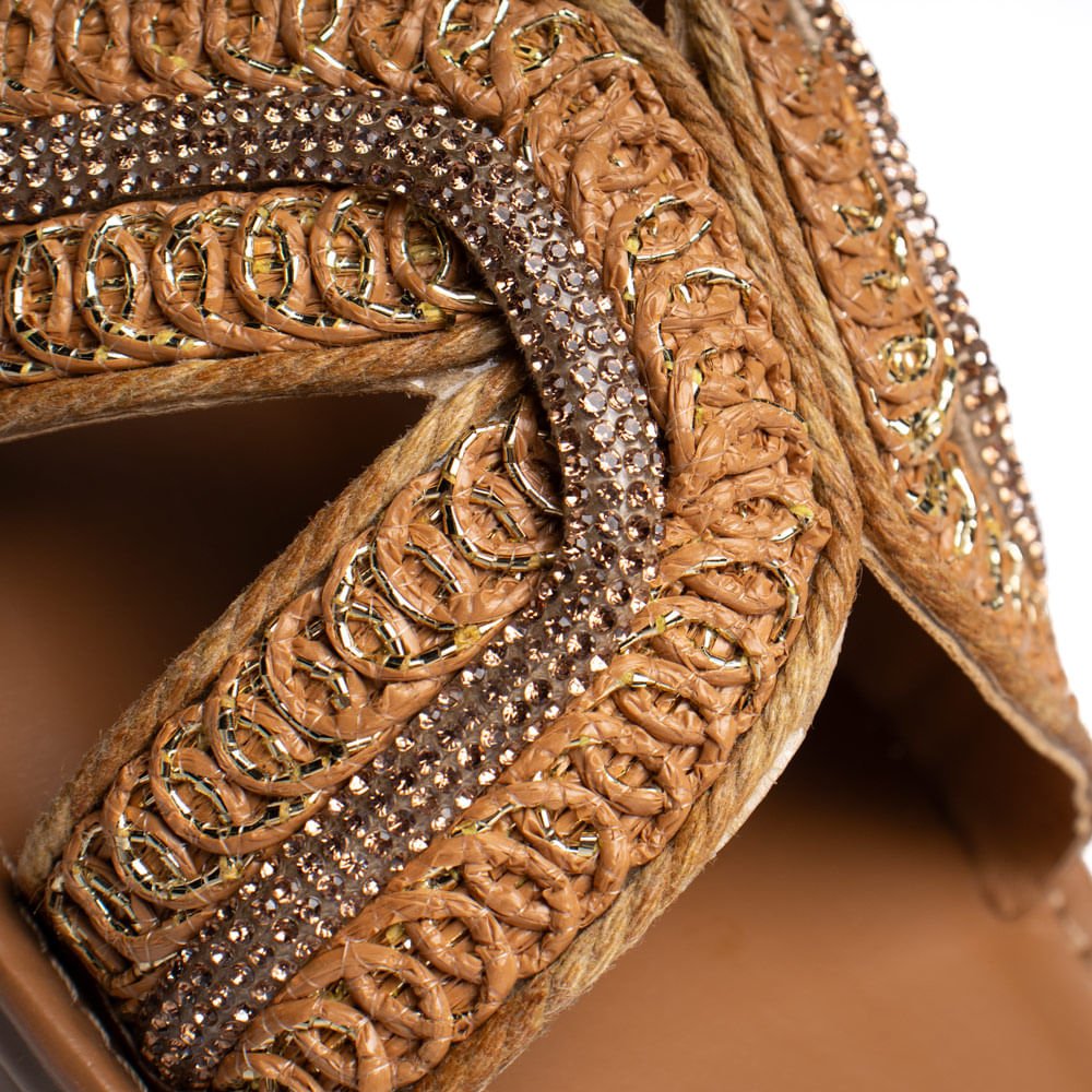 Chinelo Rasteira Feminina Via Marte Ráfia Marrom Marrom 5