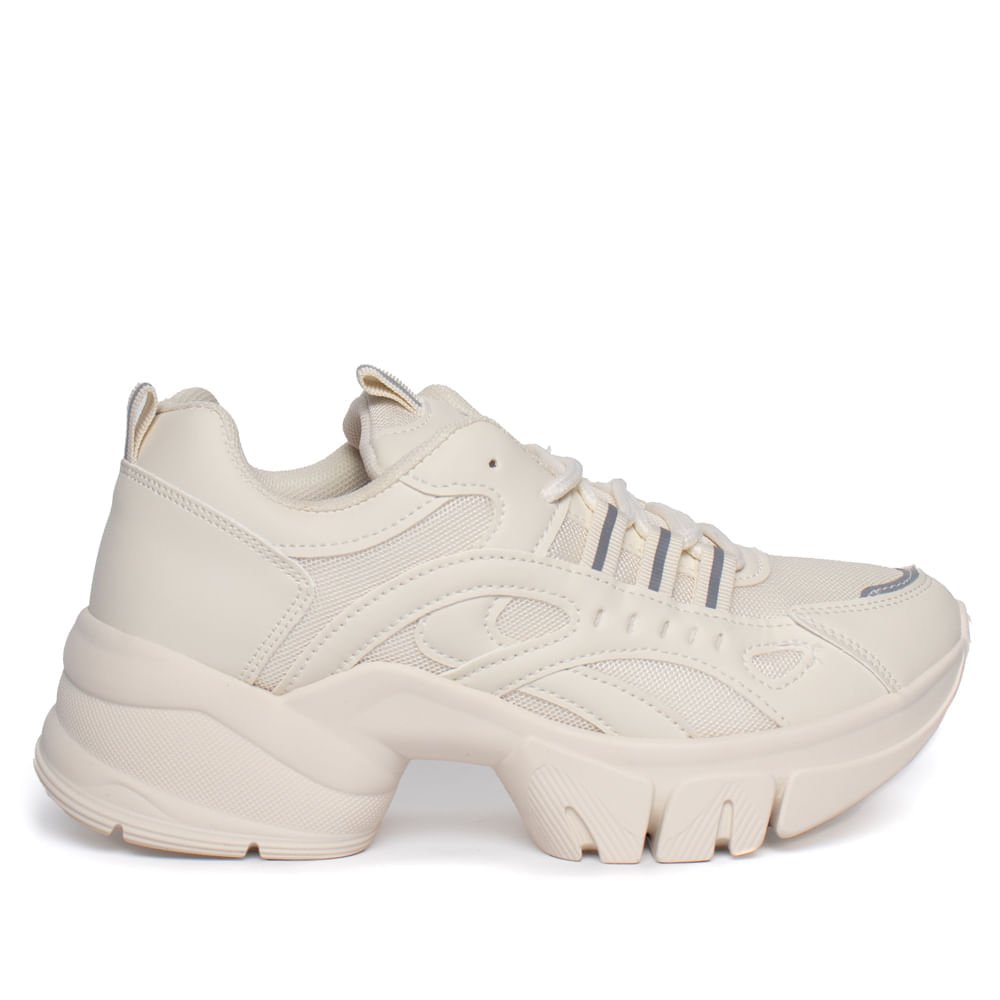 Tênis Feminino Ramarim Napa Recortes Chunky Off White