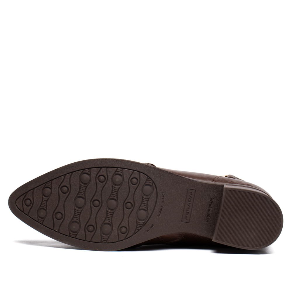 Bota Feminina Pegada Burnished Couro Salto Bloco Marrom Marrom 2