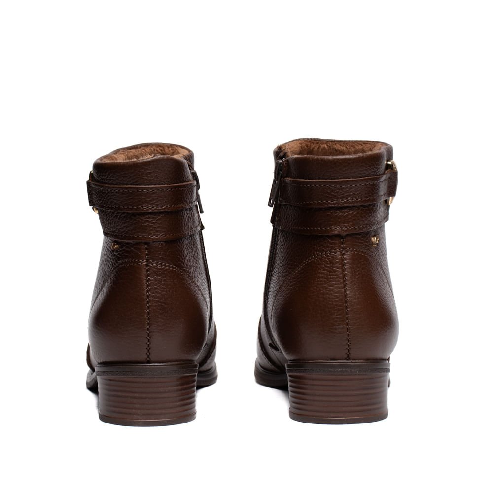 Bota Feminina Pegada Burnished Couro Salto Bloco Marrom Marrom 3